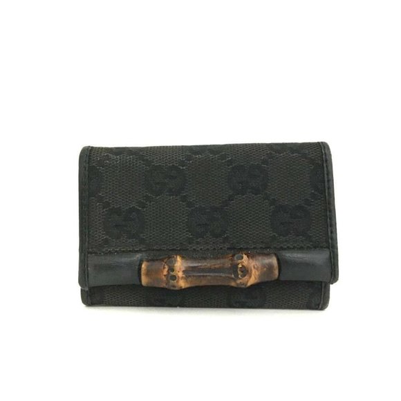 Gucci Black Guccissima Print Leather Tri-fold Key and Card holder - Picture 1 of 8